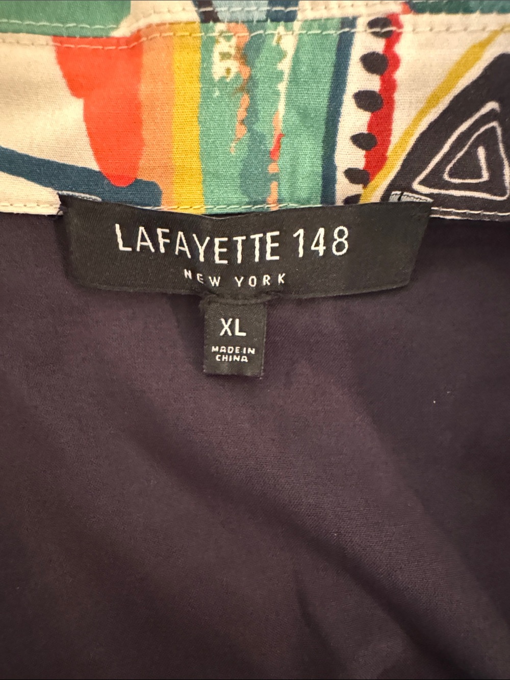 Lafayette 148 New York Huxley Patchwork Print Cotton Top Palazzo Shirt XL - Picture 5 of 7
